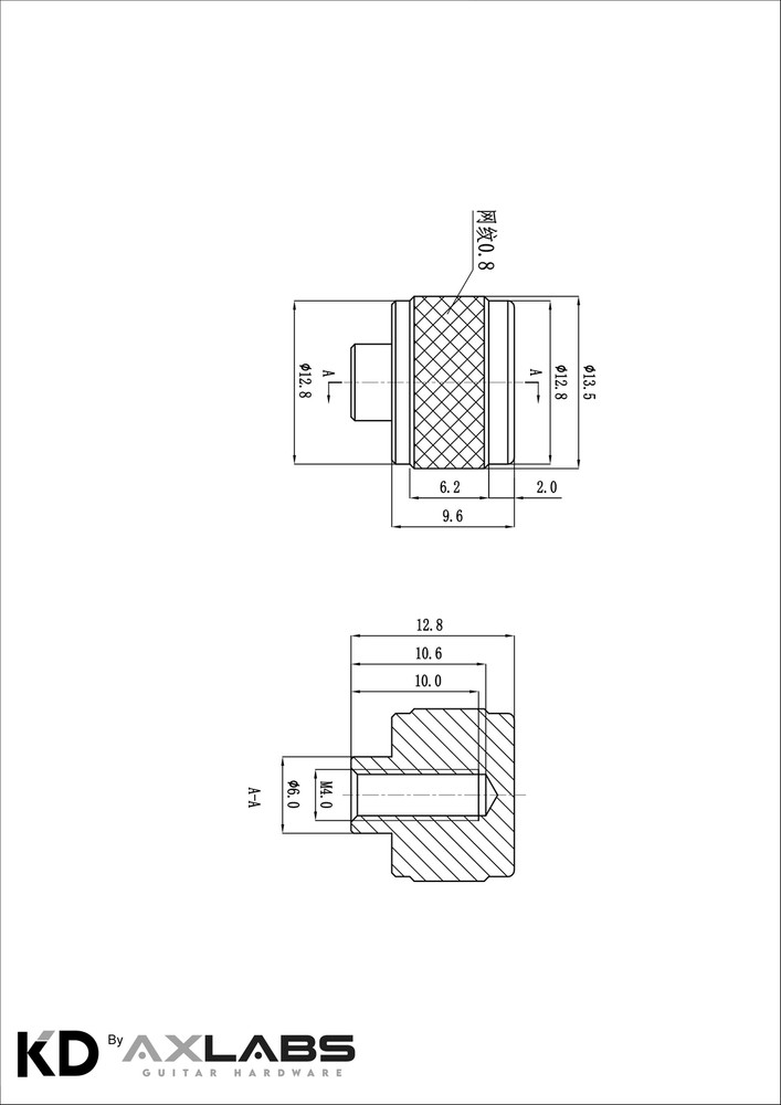KD By AxLabs Threaded Strap Buttons (2) - Gretsch Style - Satin Chrome