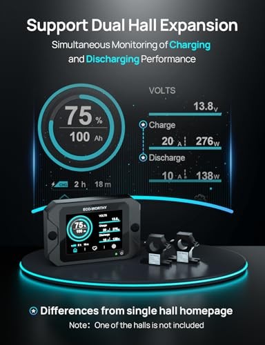 Battery Monitor with Hall Sensor, 300A Touchable Backlight Display with