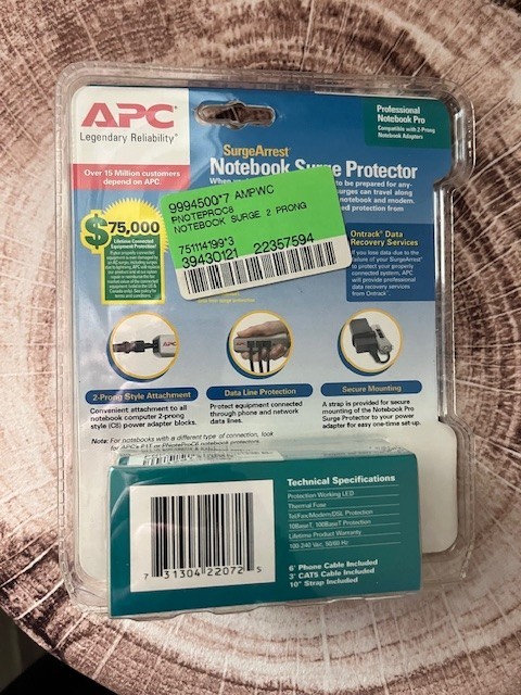 APC SurgeArrest Professional Notebook Pro Surge Protector 2 Prong Design New(CE)
