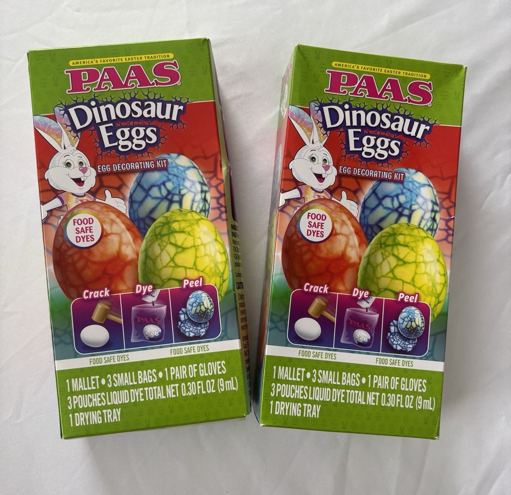 PAAS Easter Egg Dye Decorating Kits TWO PACK  - Dinosaur Eggs New in Box