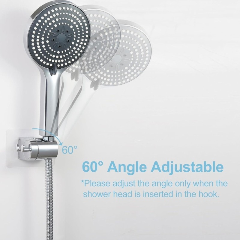 Bathroom Organizer Adjustable Shower Holder with 2 Hooks Strong Load Capacity