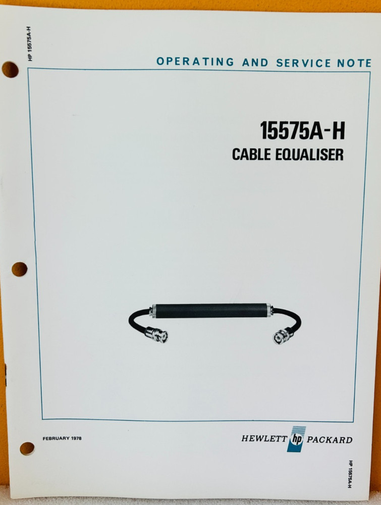 HP 15575-90000 1978 15575A-H Cable Equaliser Operating & Service Note Manual.