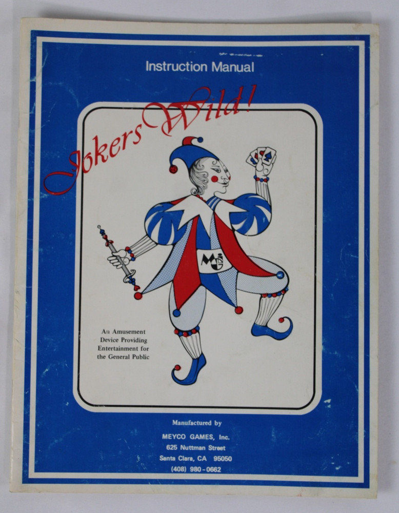 Joker's Wild Poker Arcade Game Instruction Manual
