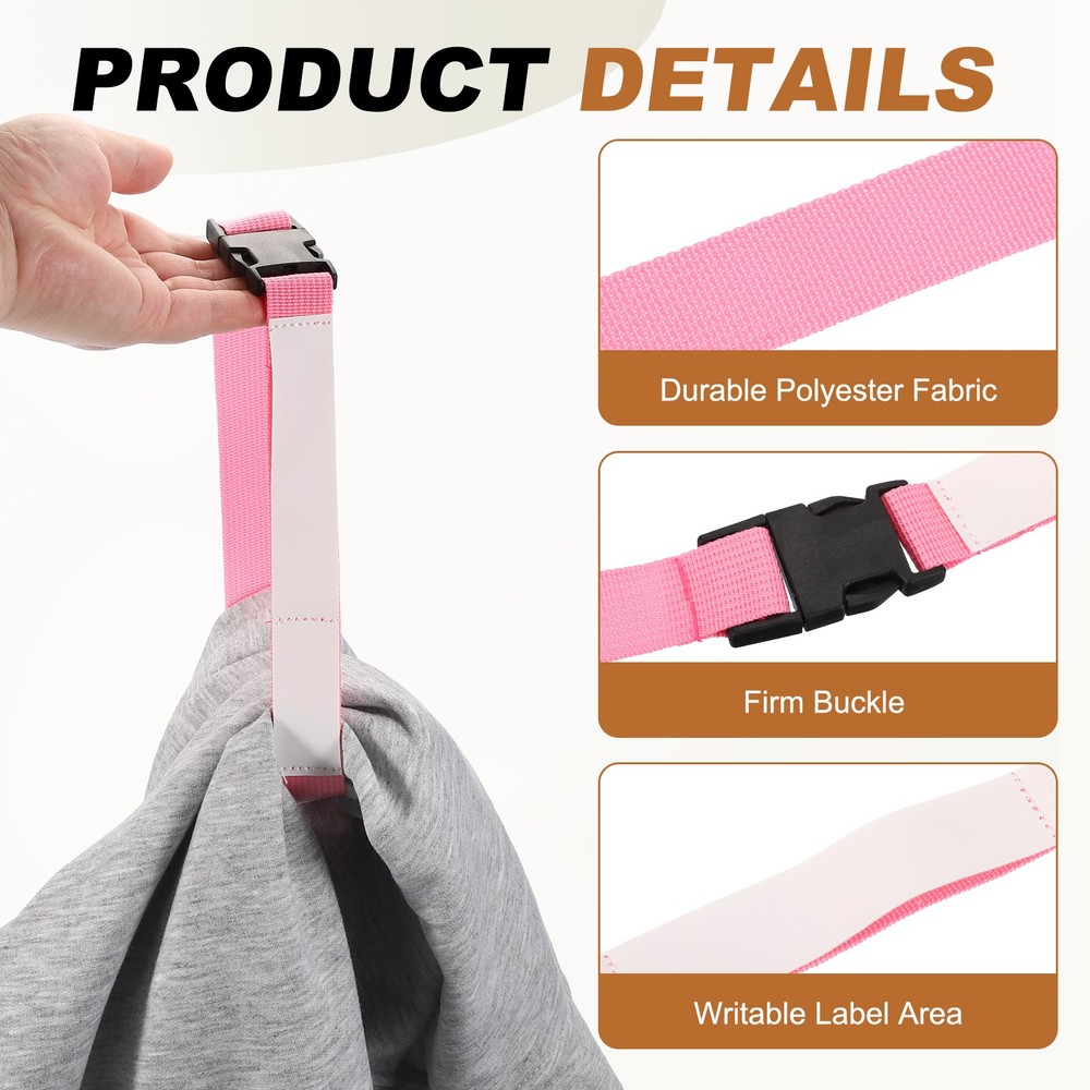 4 Pcs Multipurpose Laundry Strap with Buckle, Pink