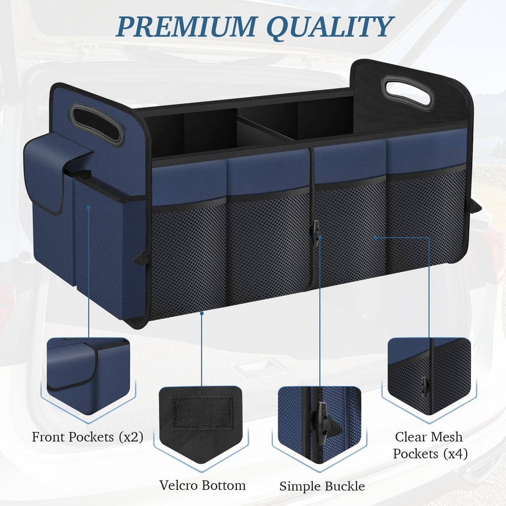 Trunk Organizer Collapsible Waterproof Multi-Compartment Trunk Organizer for ...
