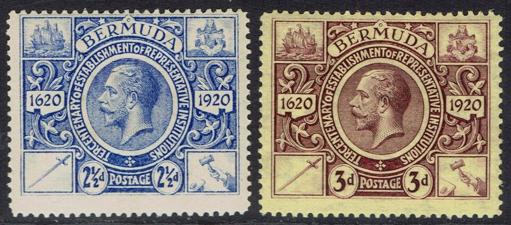 BERMUDA 1921 KGV TERCENTENARY 2½D AND 3D