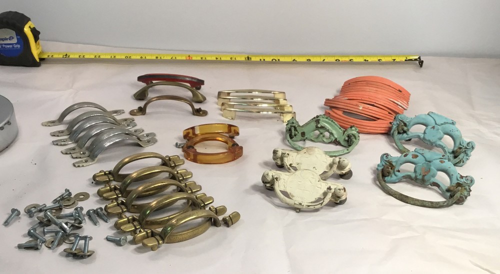 Vintage Drawer Pulls, Painted, Mid Century Modern. ~37 total
