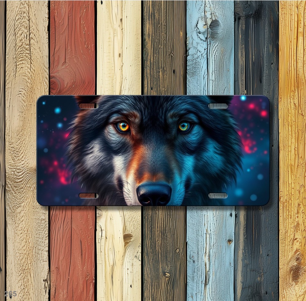 Beautiful Wolf License Plate Optional Text Front Plate Unique Gift