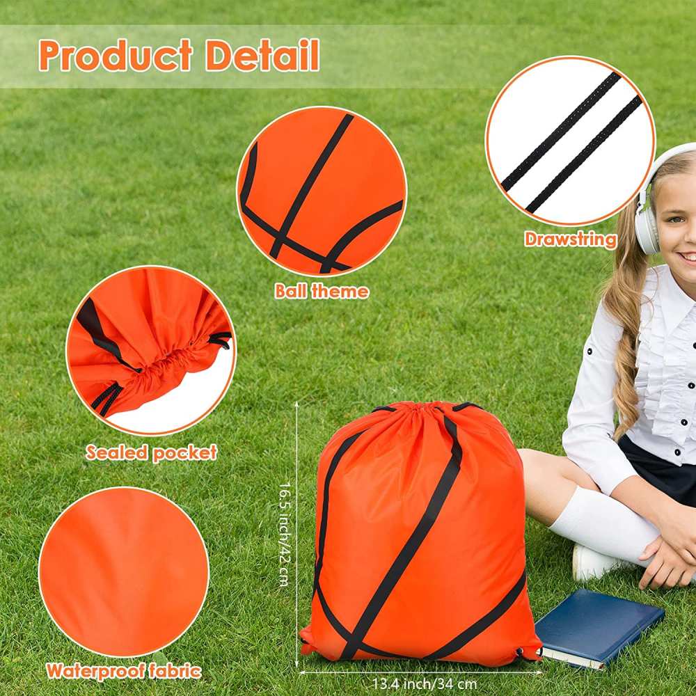 12 Pieces Ball Drawstring Backpack Cinch Bag, Sack Pack String Waterproof