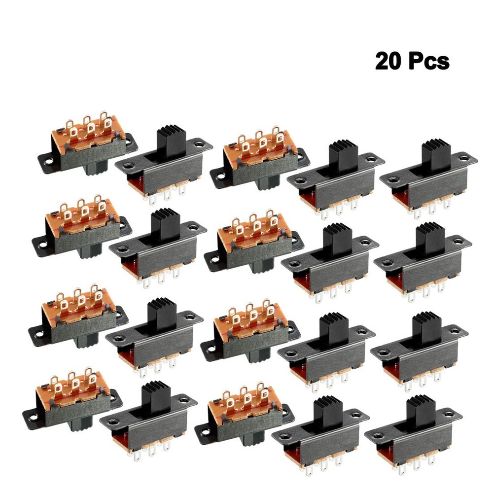 20pcs. 5mm Vertical Slide Switch DPDT 6 Terminals PCB Panel Hitch