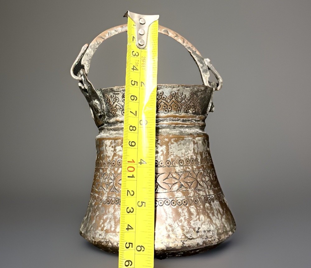 Antique Middle Eastern Copper Cauldron Bucket