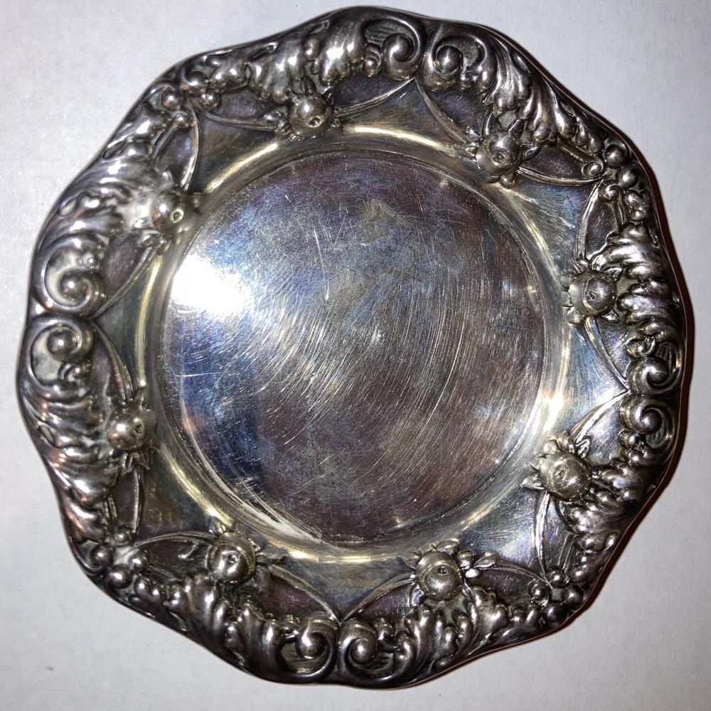 Antique Gorham Sterling Silver Repousse Nut  Dish A1772