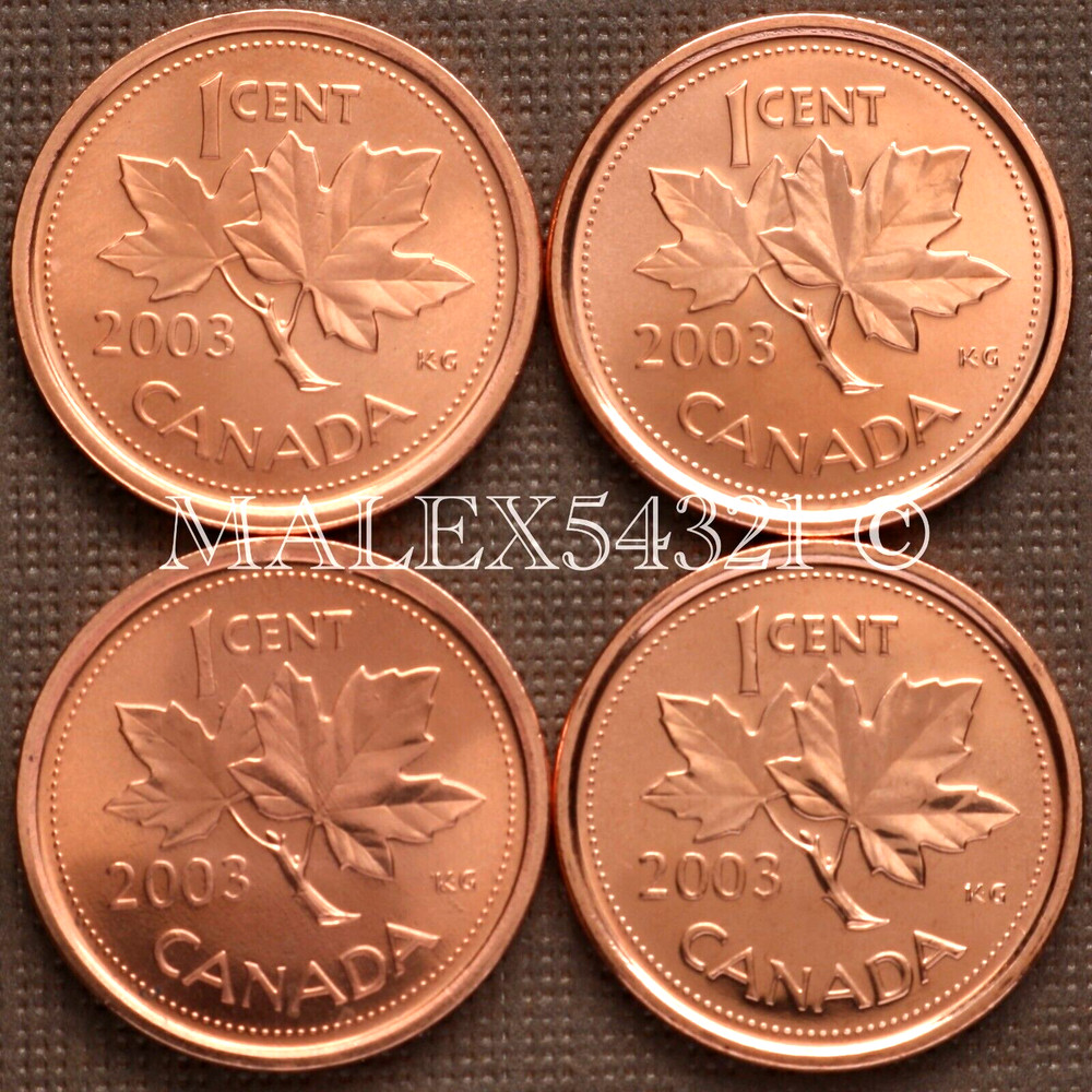 🇨🇦 ​CANADA 1 CENT SET OF 4 DIFFERENT 2003 UNCIRCULATED