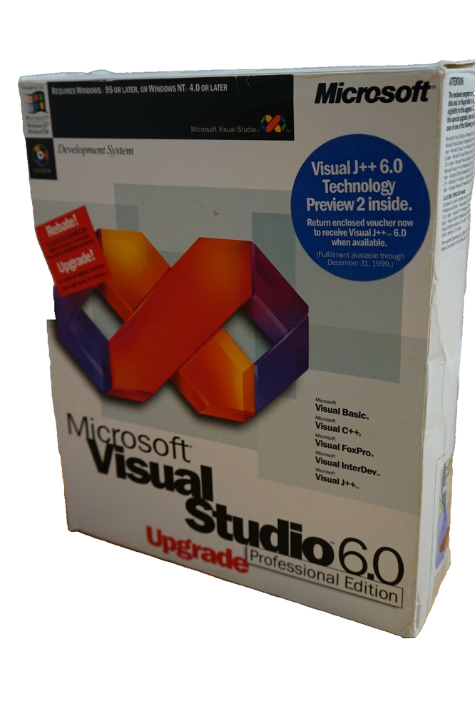 Microsoft Visual Studio Professional 6.0 UPGRADE or FULL VERSION WIN 95 thru 11