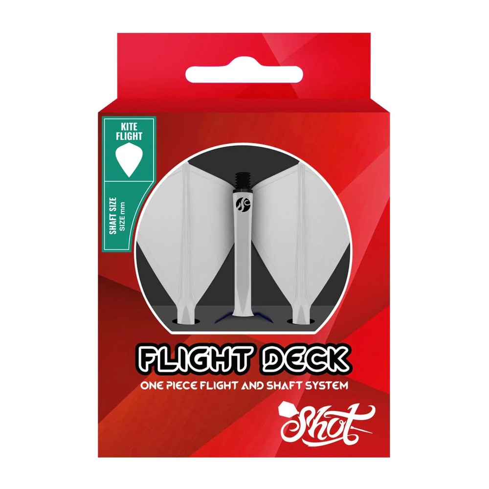 Shot Flight Deck One Piece Dart Flight and Shaft System - Kite - Clear - Medium