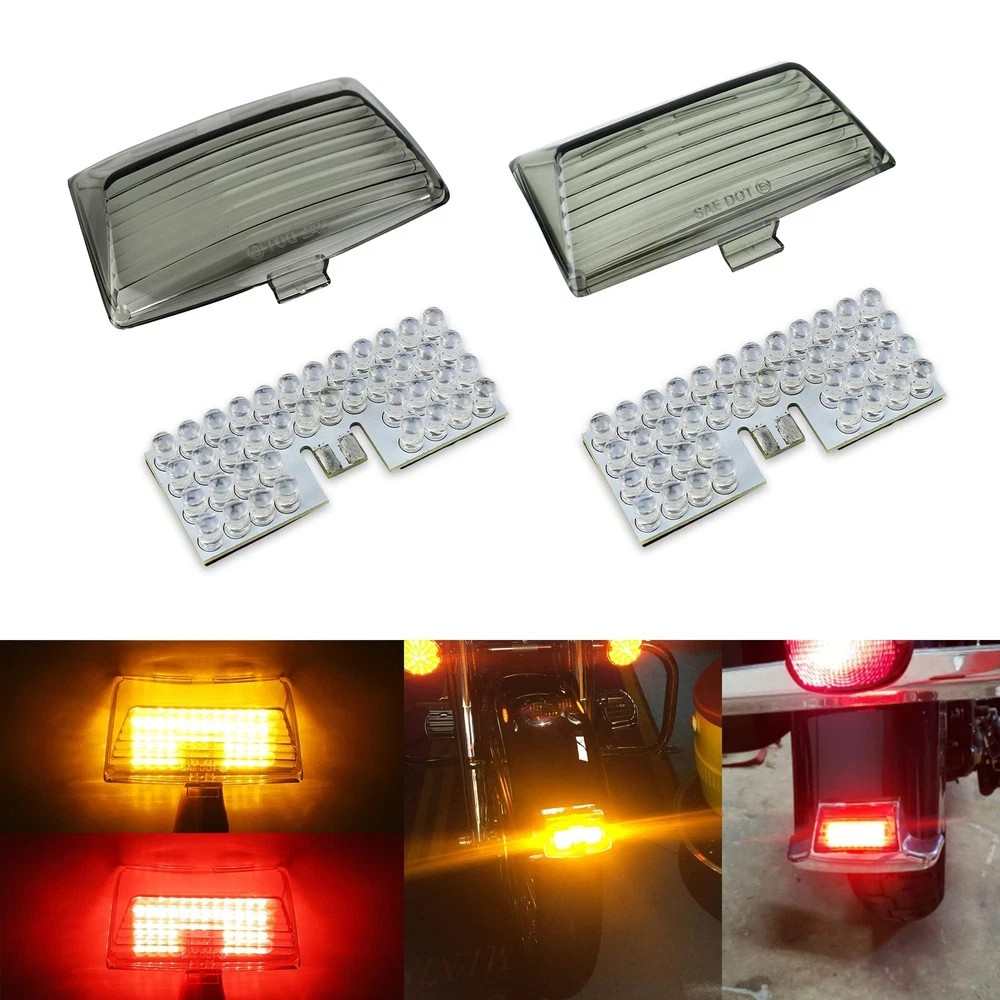 Motorcycle Front Rear Fender Tip LED Light Kit Brake light for Electra Glide ...