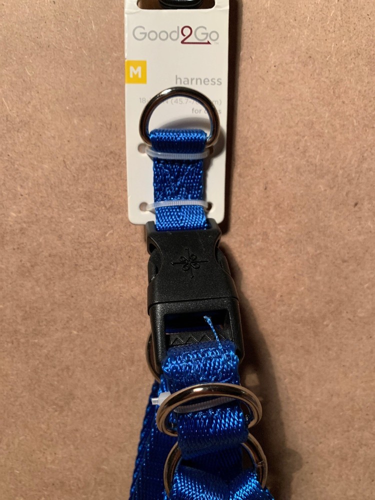 Good2go Dog Nylon Harness Medium 18”-30” Adjustable Blue B2