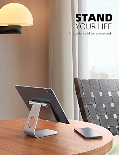 Tablet Stand, Adjustable Tablet Holder - Desktop Stand Dock Holder 1-Silver