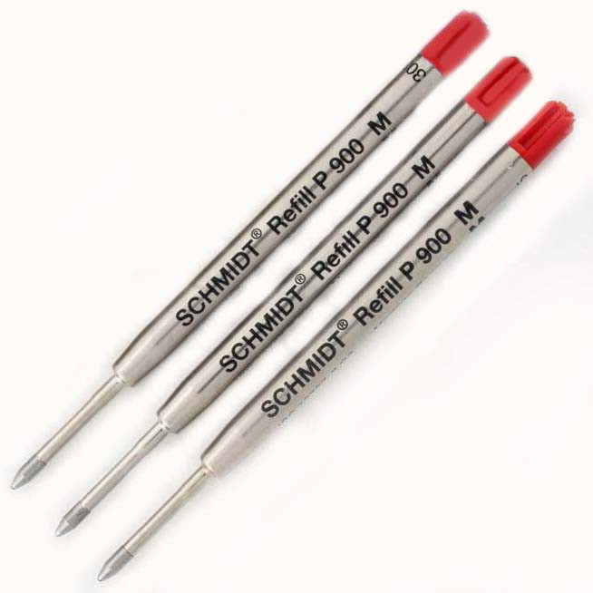 3 Pack UZI Tactical Ballpoint Pen RED Medium Point Refills by Schmidt