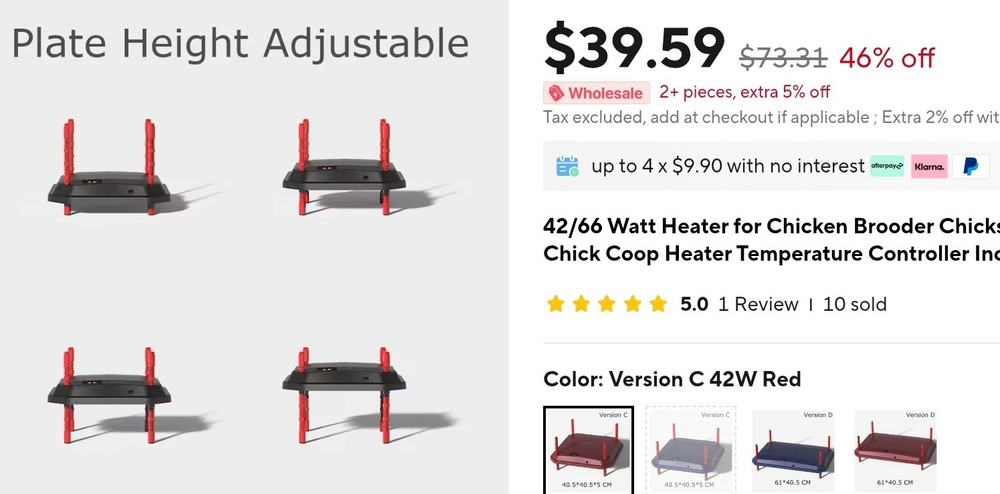 SMART BROODER HEATING PLATE Upgrade Chick Brooder Heating Plate, 10" x 10" Brood