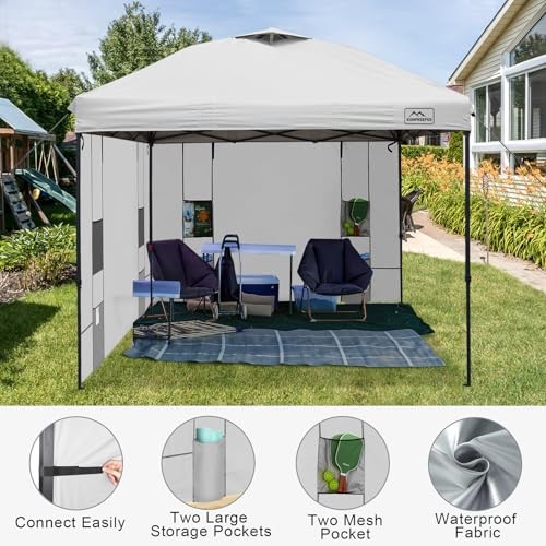 Instant Canopy Sidewalls with 4 Pockets for Pop Up Canopy Frame,2Pcs White