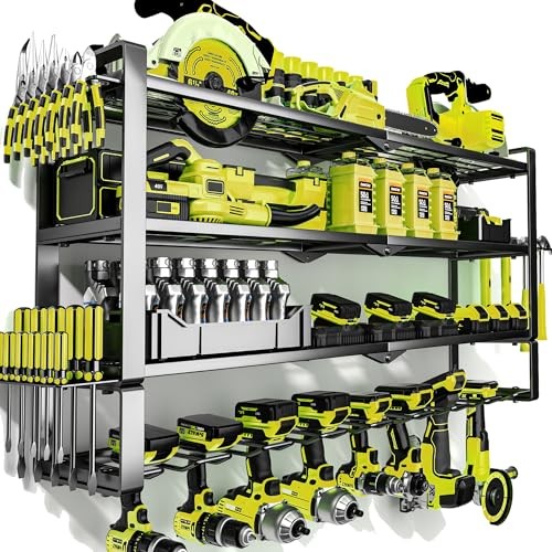 4 Layers Extra Tall Power Tool Organizer Wall Mount Loads 32 inch-Black