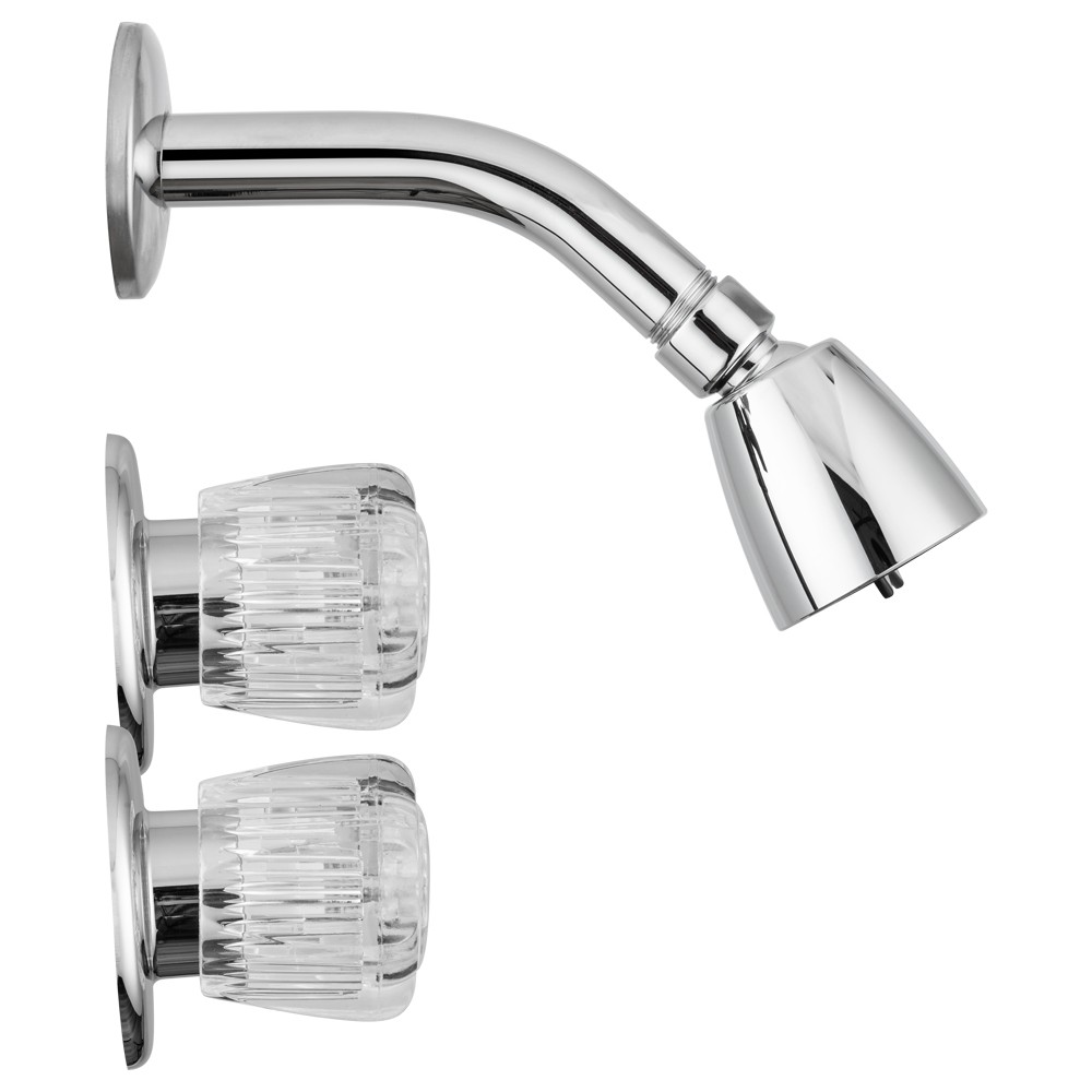 Dura Faucet DF-SA601A-CP Shower Faucet Chrome with Clear Acrylic Knobs
