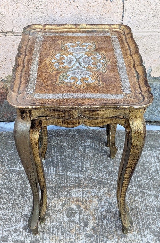Set Vintage Antique Old SOLID Wood Nesting Nested Accent Plant Stand Side Tables