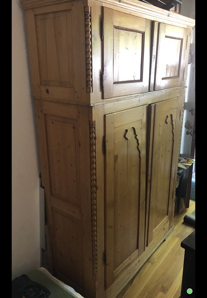 Antique Blonde Pine Armoire