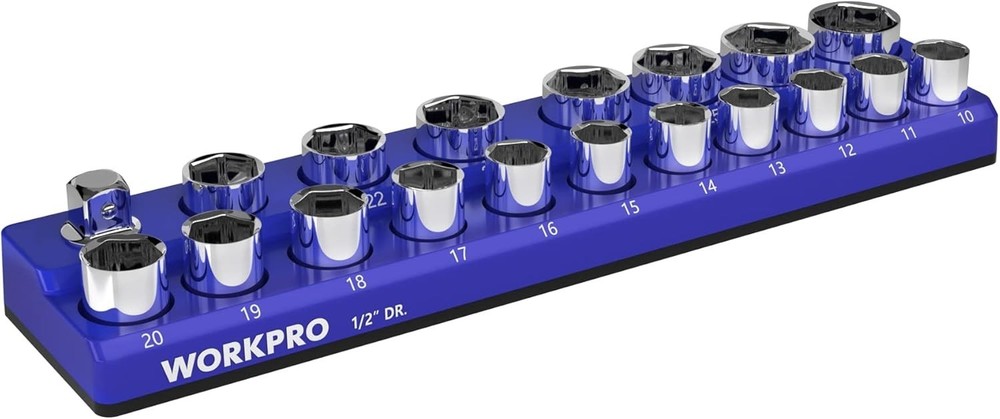 Magnetic Socket Organizer, 1/2-Inch Metric Socket Holder, Socket Trays Holds ...