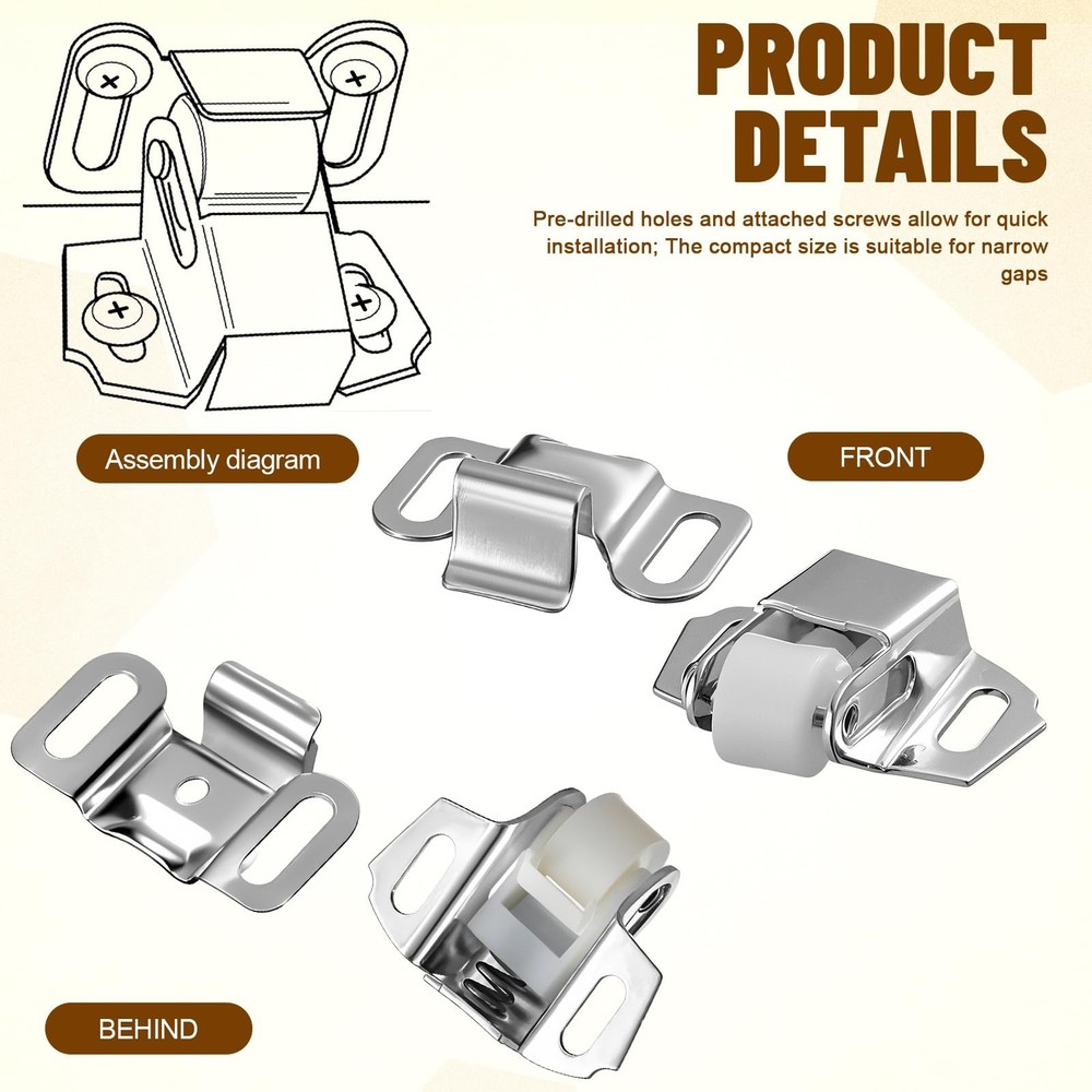 Shimeyao 1 Set Mailbox Replacement Roller Catch Latch with Screws Hardware Ro...