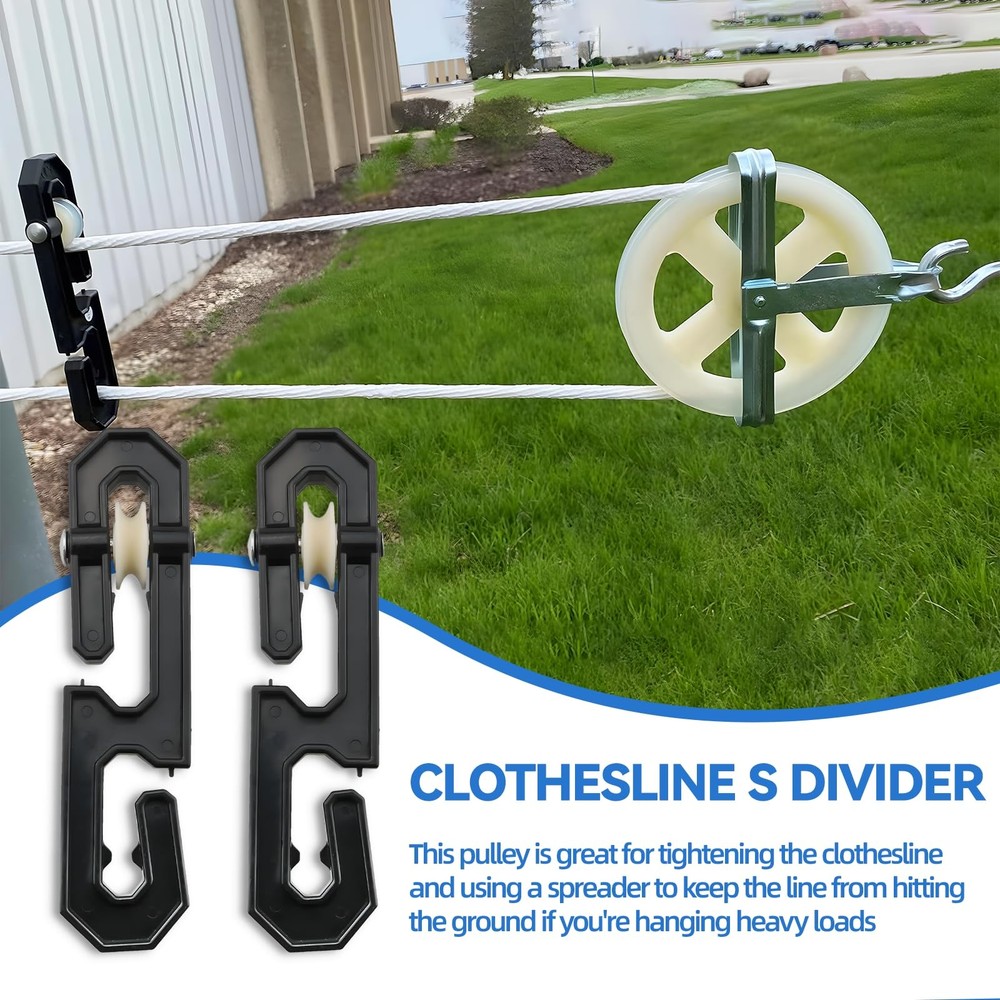 Clothesline Kit Outdoors, Clothes Line Pulley Kit, 164ft Polyester Clothes Li...