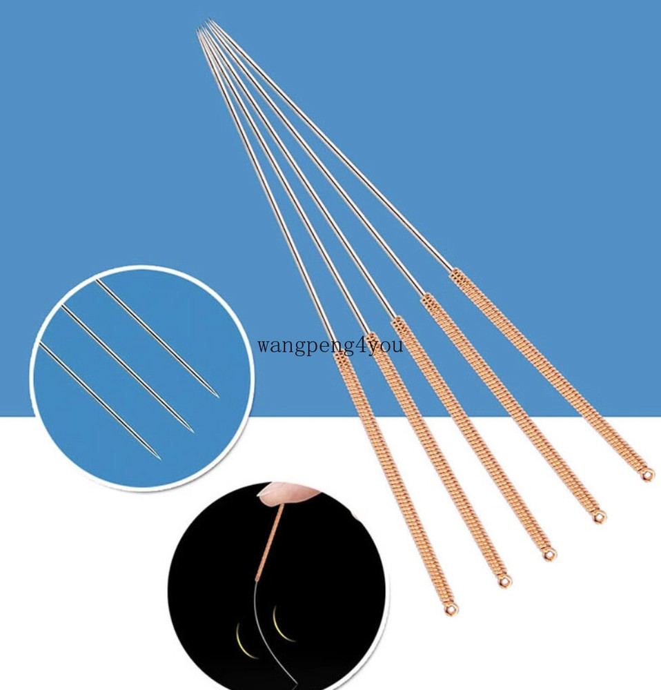 Acupuncture Copper Loop Handle Long Large sharp Neeedle without guide tube 100pc