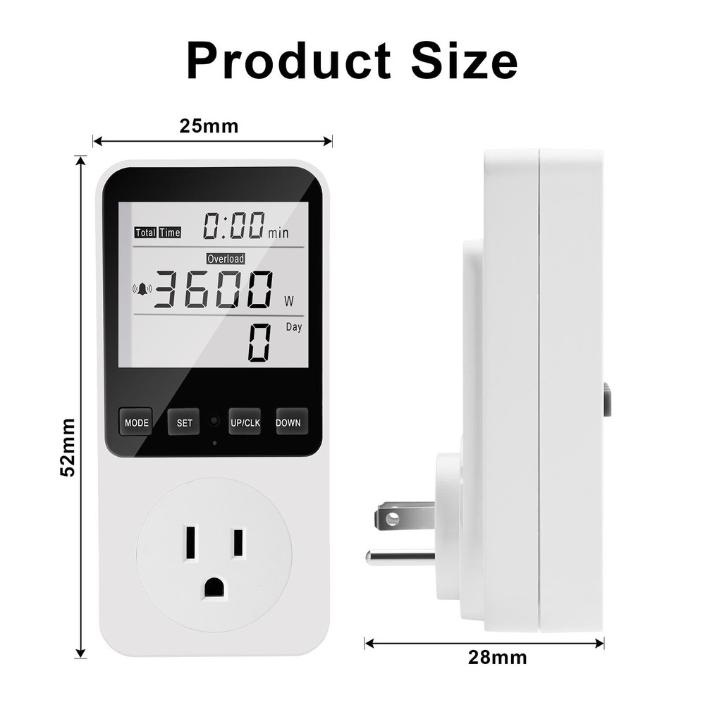 Diymore Watt Meter,Plug-in Socket Power Meter,120V Wide 2PCS Meter