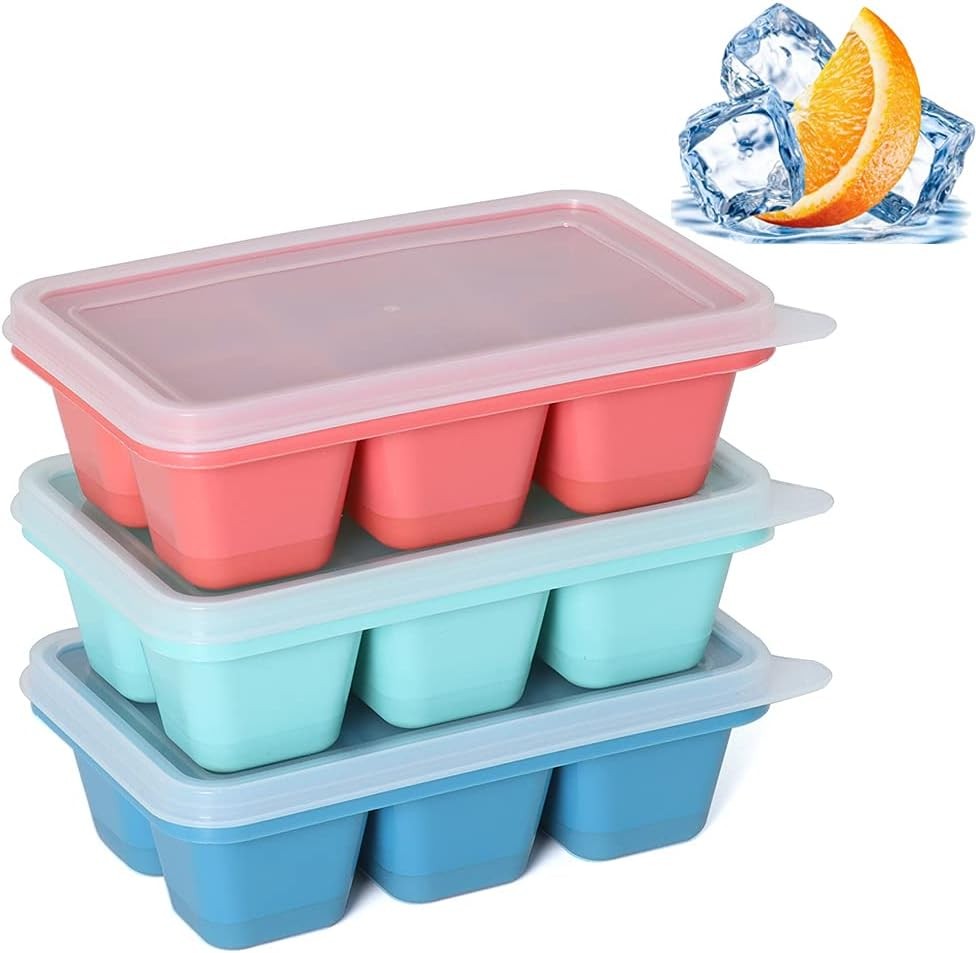 Ice Cube Trays for Freezer - Mini Ice Cube Trays with Lid & Easy-Release