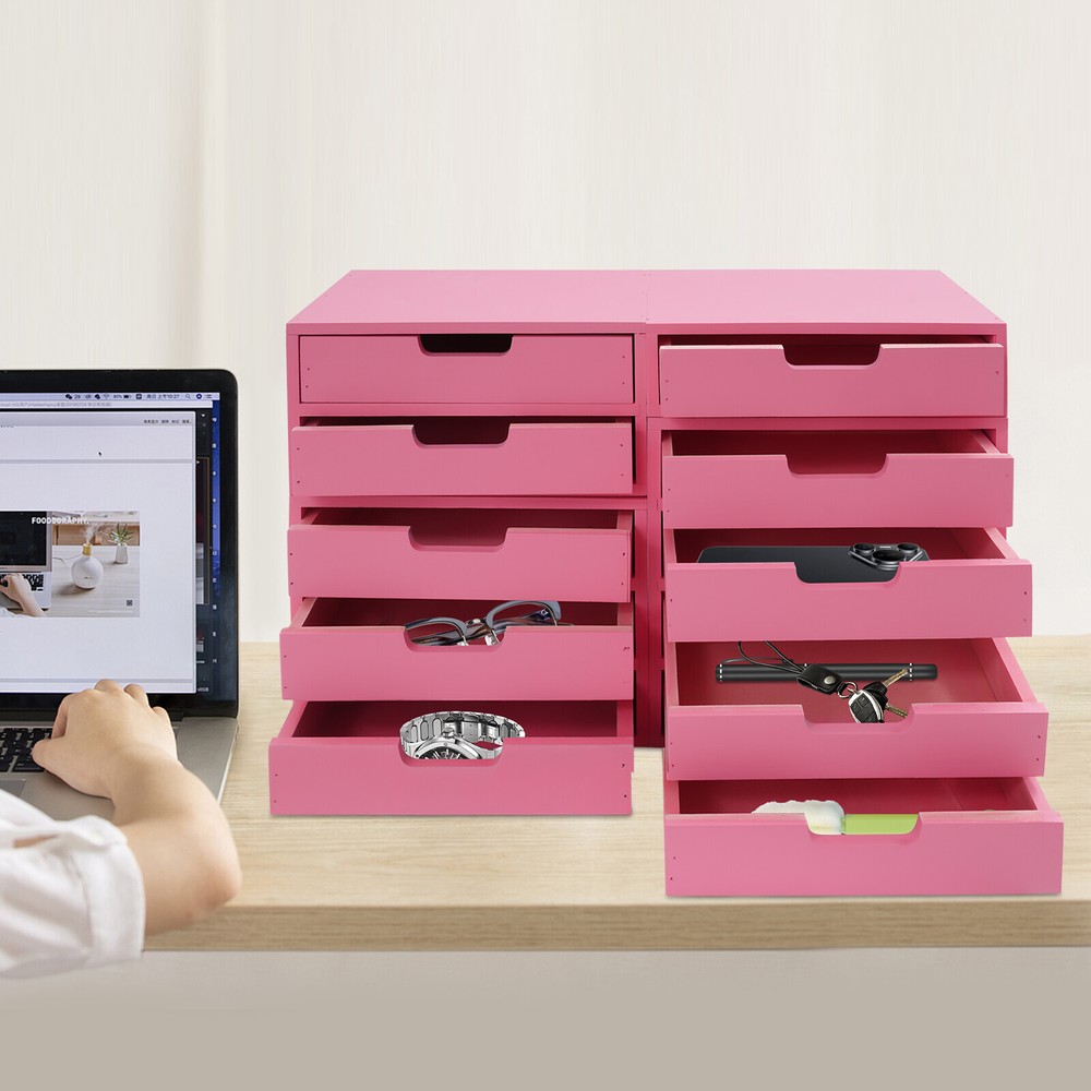 Office Multi-level Drawer Tabletop Storage Organizer 4-piece Drawer Cabinet