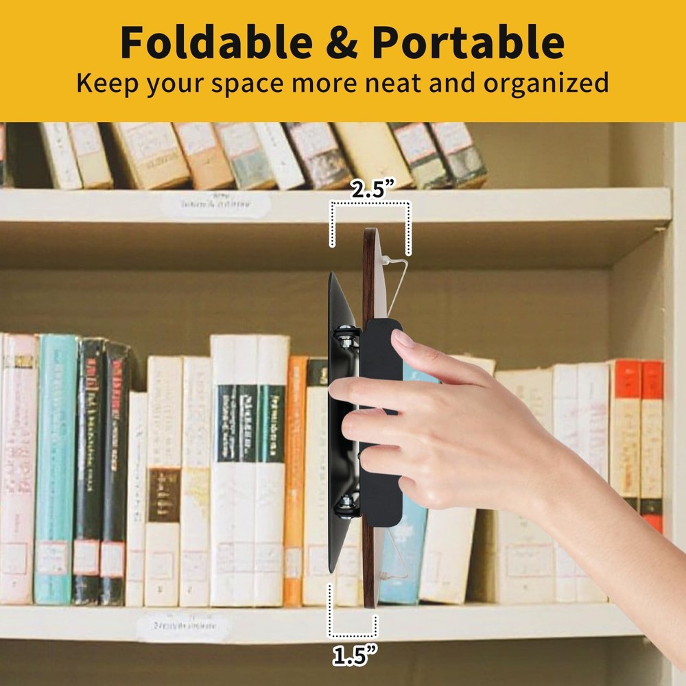 Book Stand for Reading, Adjustable Book Holder with 360°Rotating Bases, Folda...