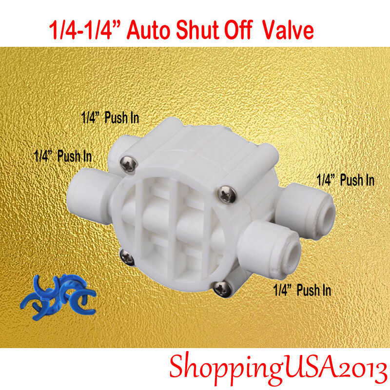 Auto Shut Off Valve 1/4" Check Valve Flow Restrictor RO Water Filter System