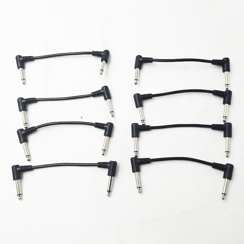 For Guitar Effects, 8 Pack 15cm 1/4" Audio Patch Cables Black