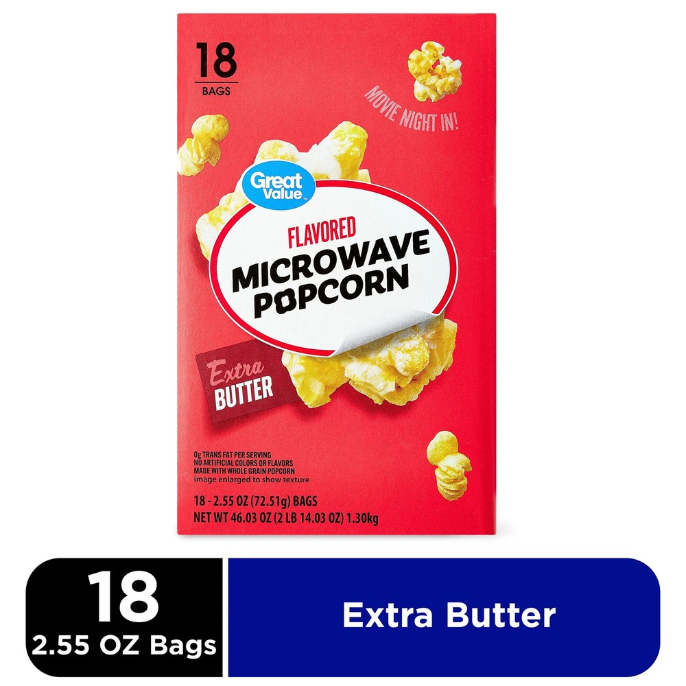 Great Value Extra Butter Flavored Microwave Popcorn oz Count