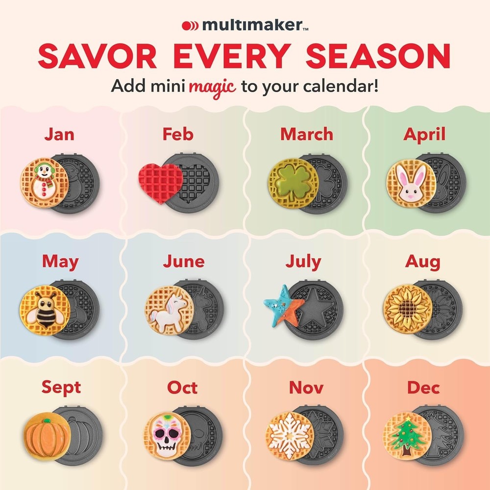 DASH Multimaker Mini System Two 4” Nonstick Removable Waffle Plates (Gingerbread