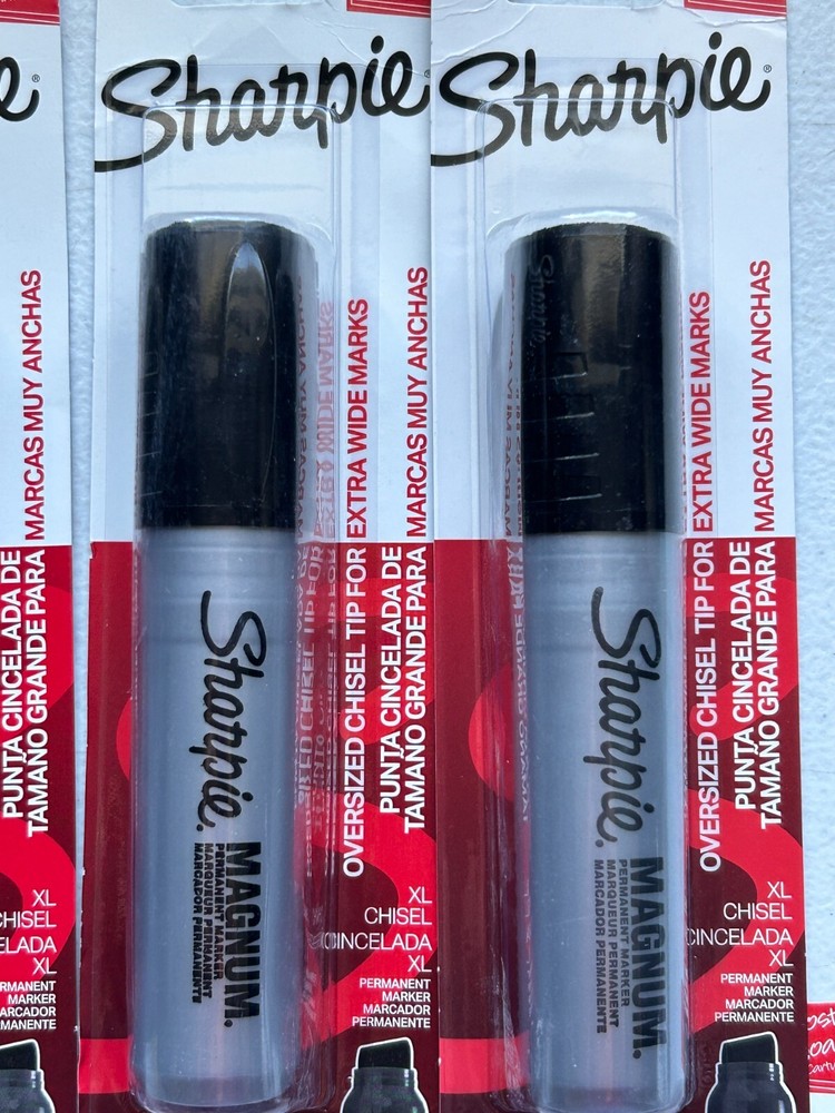 SIX SHARPIE Magnum Permanent Marker, Oversized Chisel Tip, BLACK