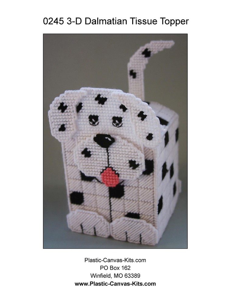Dalmatian 3-D Dog Tissue Topper-Plastic Canvas Pattern or Kit