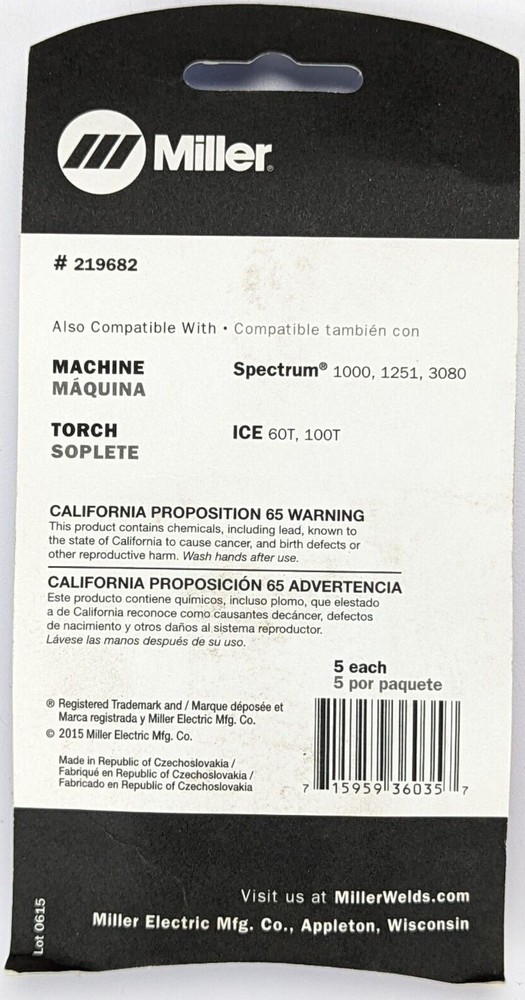 MILLER 219682 TIP EXTENDER 60 AMP 5/PK **GENUINE**