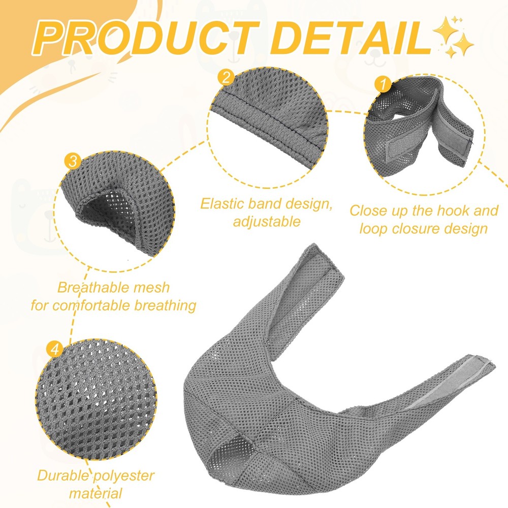 Cat Muzzle Breathable Mesh Muzzle Circumference 7-9 Inches Light Gray