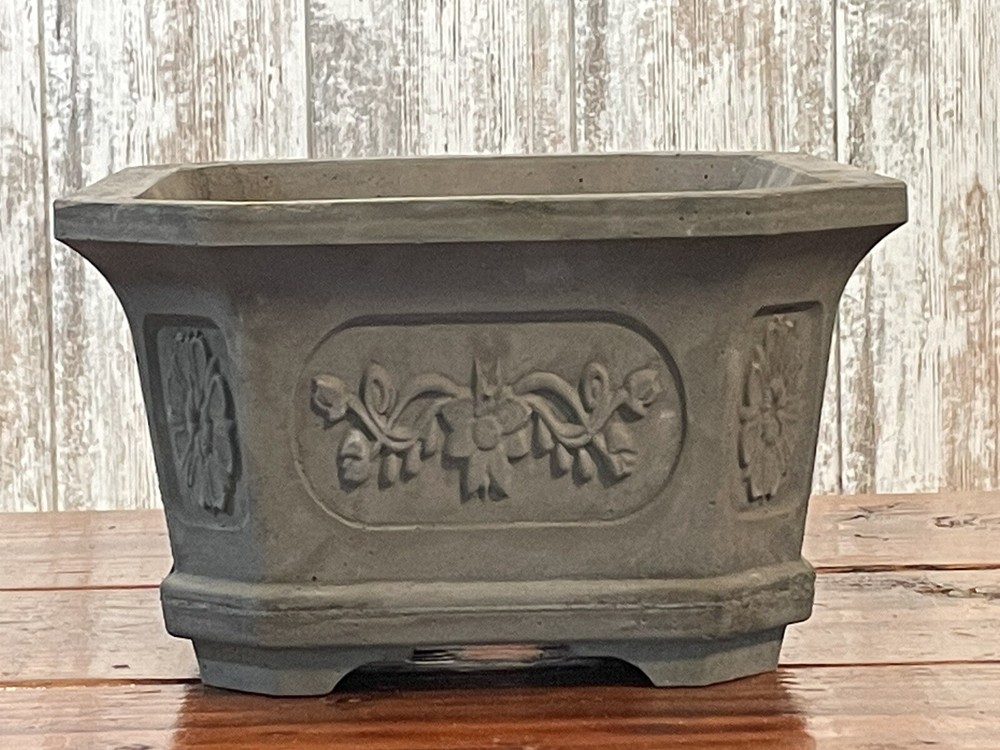 Large Rectangular Concrete Bonsai Pot 13.75” X 10” X 5.5” color “Charcoal”