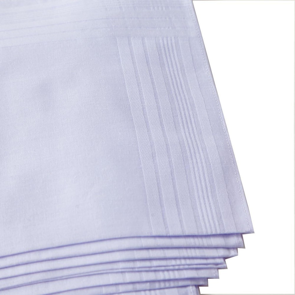 Men's Pure White 100% Cotton Handkerchief