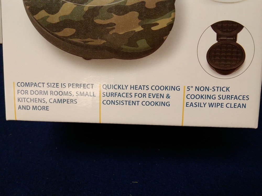 Nostalgia MyMini Waffle Maker Green Camo Makes 5" Waffle