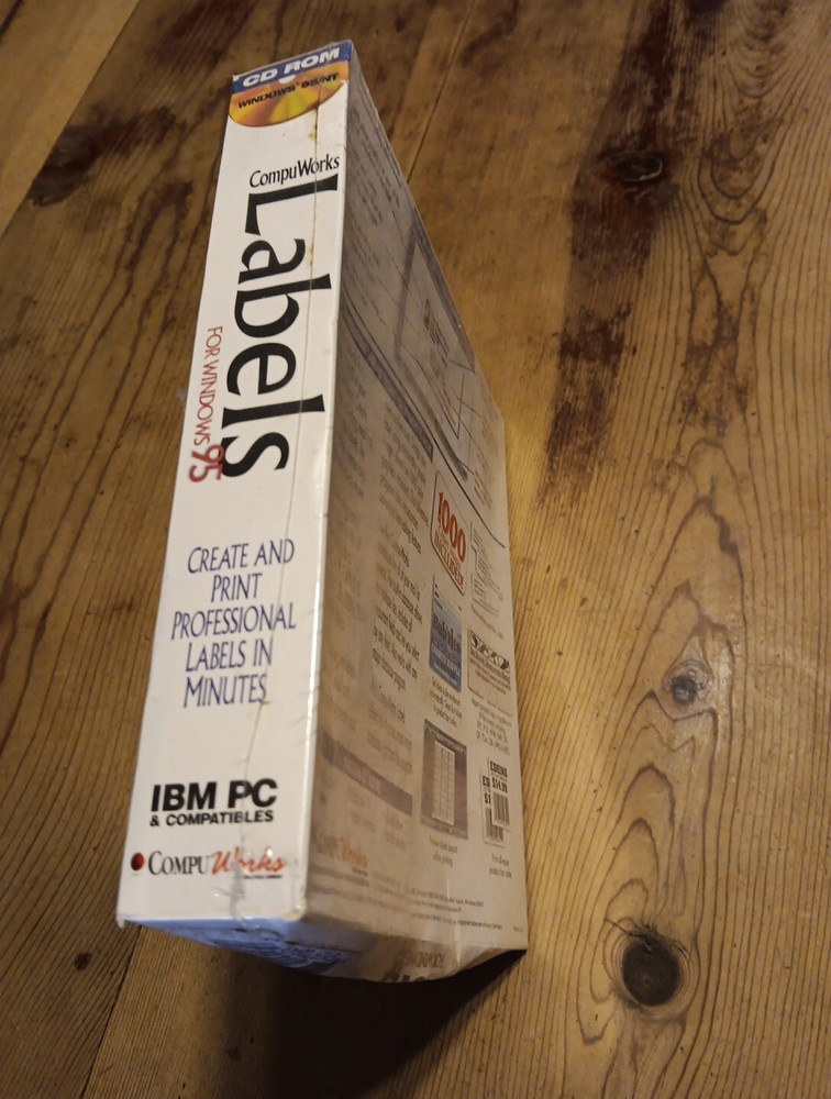Compuworks Create Print Labels for Windows 95 CD Rom Program New NOS Box Damage