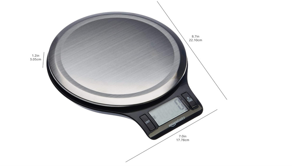 Amazon Basics Digital Kitchen Scale with LCD Display, Batteries Included, Weighs
